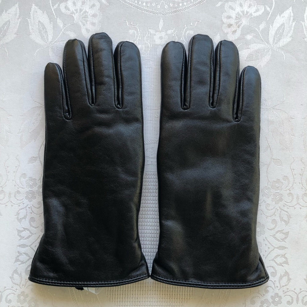 Lambskin Black Leather Gloves Women’s Size XL Slim-Fit Soft Fuzzy Inner Lining